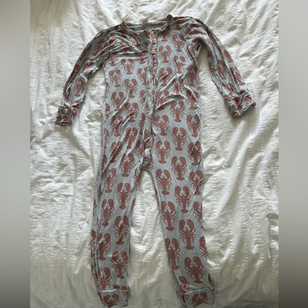 Kate Quinn lobster bamboo button up long sleeve onesie 3T